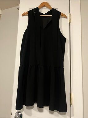 Elizabeth and James Black Sleeveless Tie-Neck Mini Dress